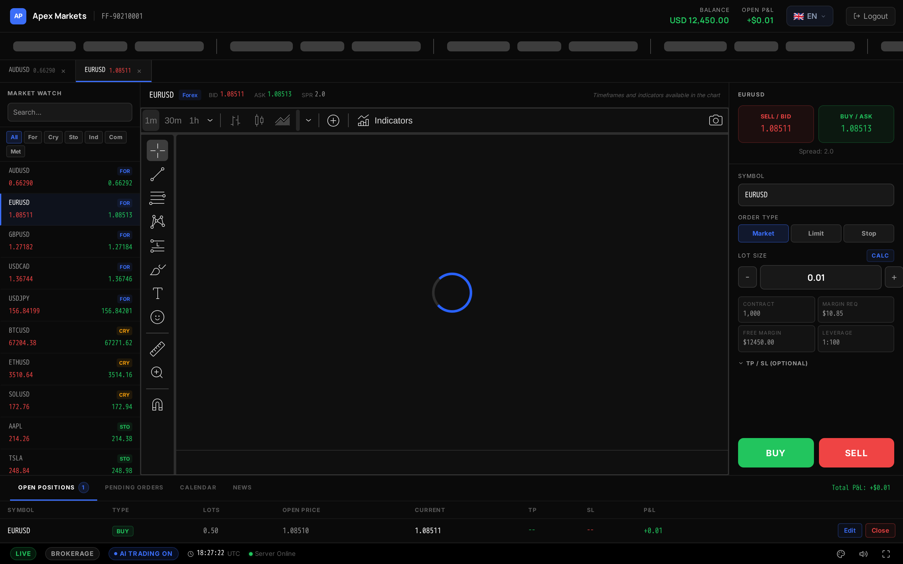 FirmForge trade room, Jet Black color scheme
