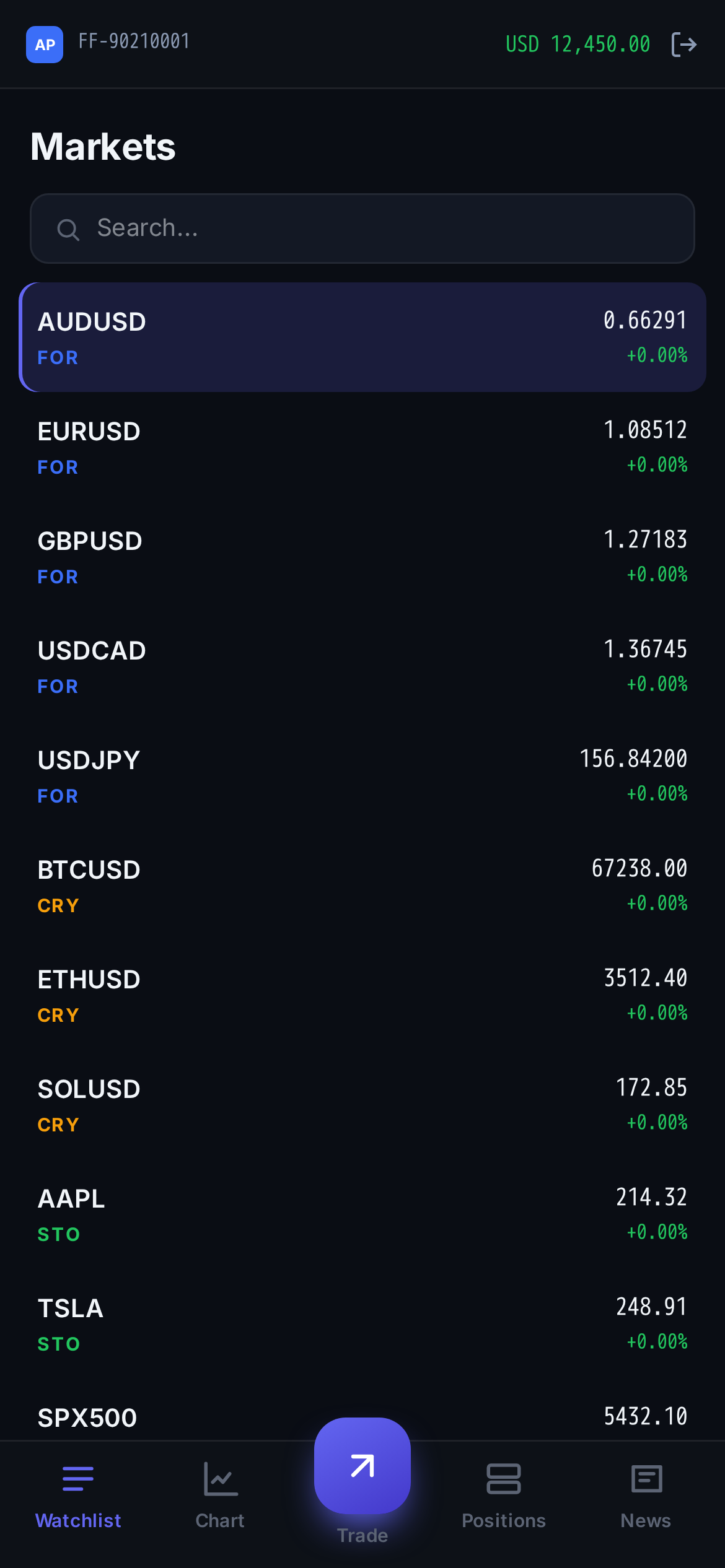 Real FirmForge trade room on mobile